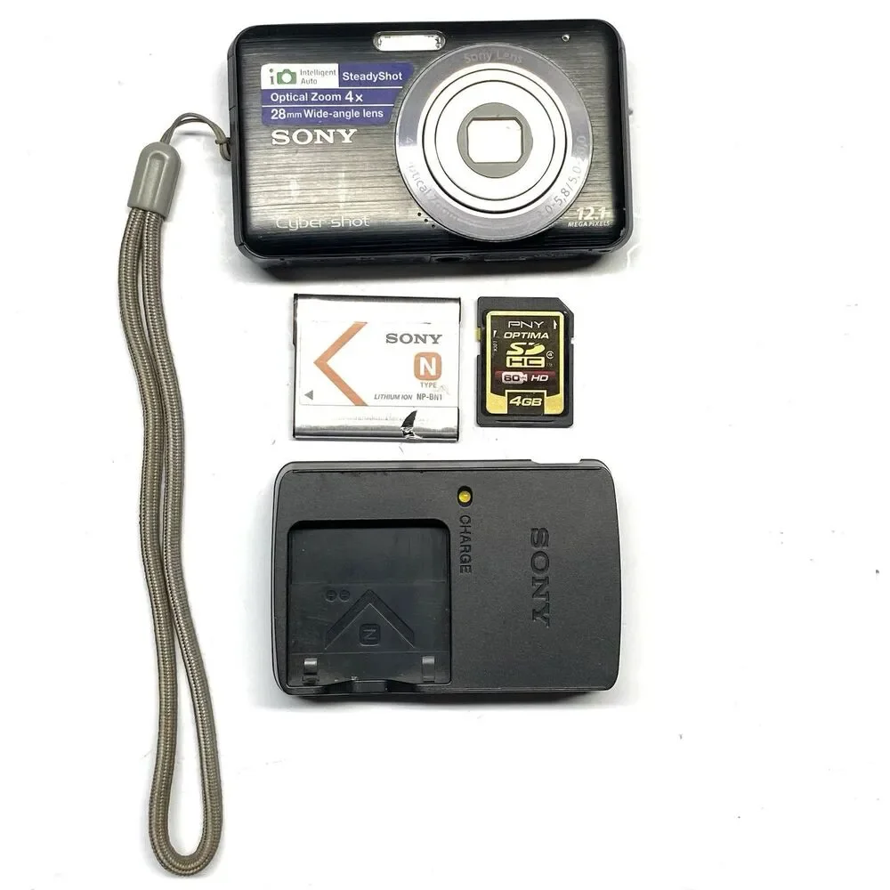 Sony Cybershot Camera DSC-W310 12.1 MP Black Digital Battery Charger 4GB SD Card